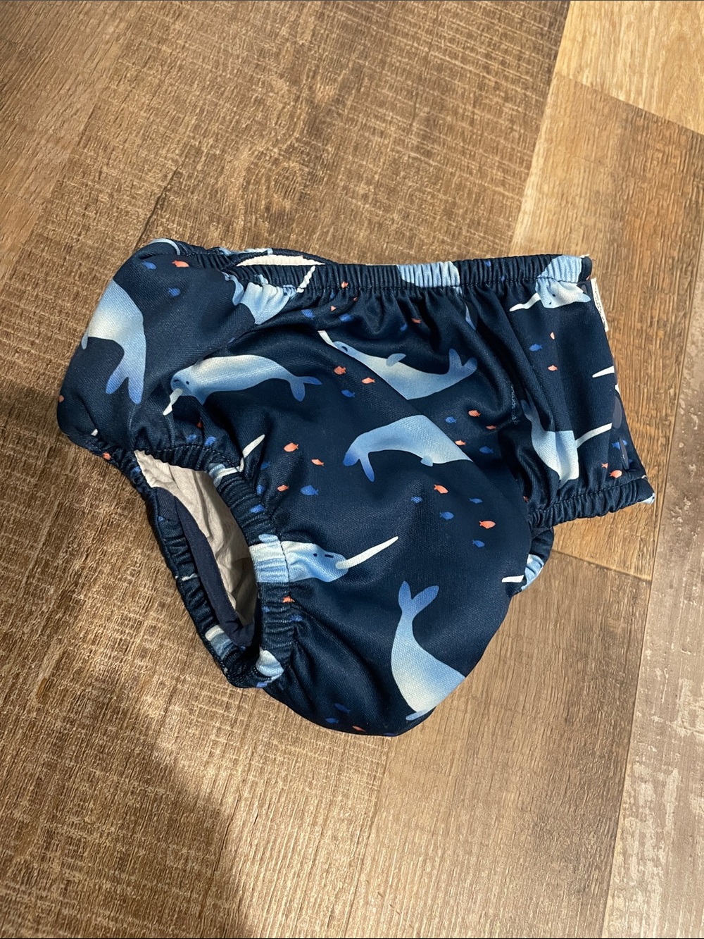Navy Narwhal Print Swim Diaper for Kids 18 months